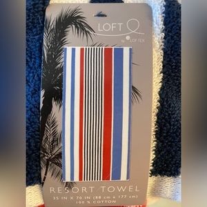 LOFT red White, and blue large resort towel